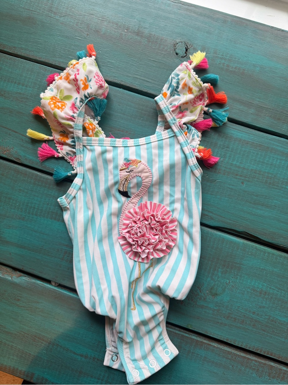 Mud Pie Baby Girl Swim Suit with Flamingo 9/12months - Picture 1 of 2